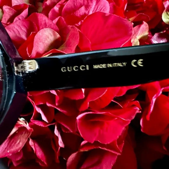 NEW! Gucci Black Round Eye Rainbow Glitter Shades Sunglasses Gucci Black/Multicolor Acetate Rainbow Glitter Round Frames  main image 4